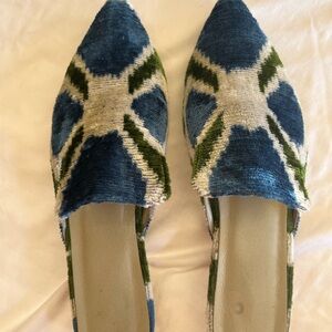 Blue and Green Women's Slip-On Shoes